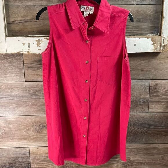 Vintage ZERO 2 NINE Maternity Wear Sleeveless Button Front Cotton Blouse Sz M - Picture 3 of 5